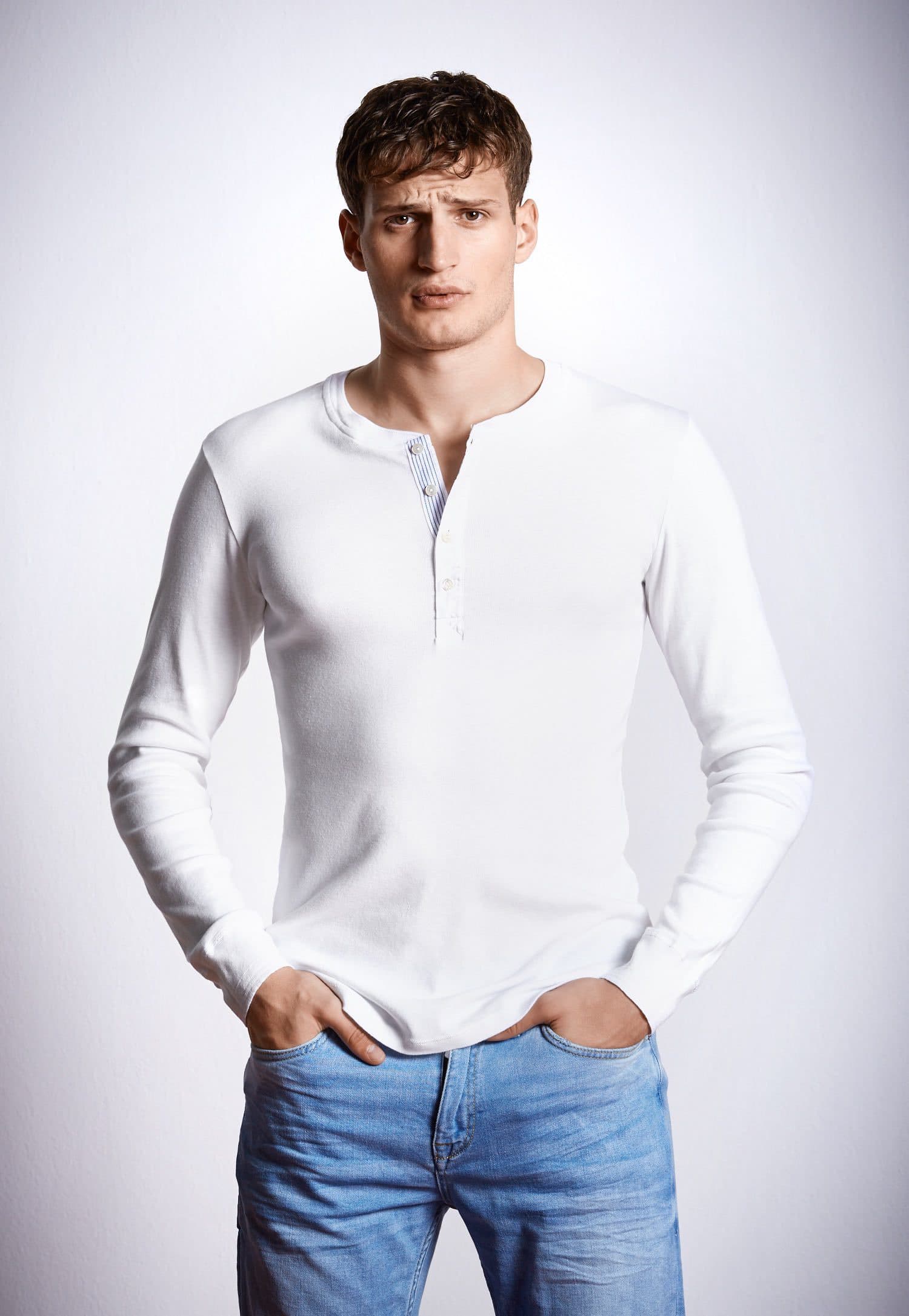 Schiesser Revival Mens Basic Karl-Heinz Henry Long Sleeve White