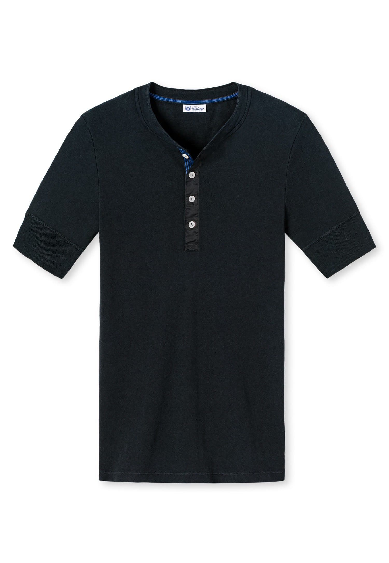 Schiesser Revival Mens Basic Karl-Heinz Henry Short Sleeve Black