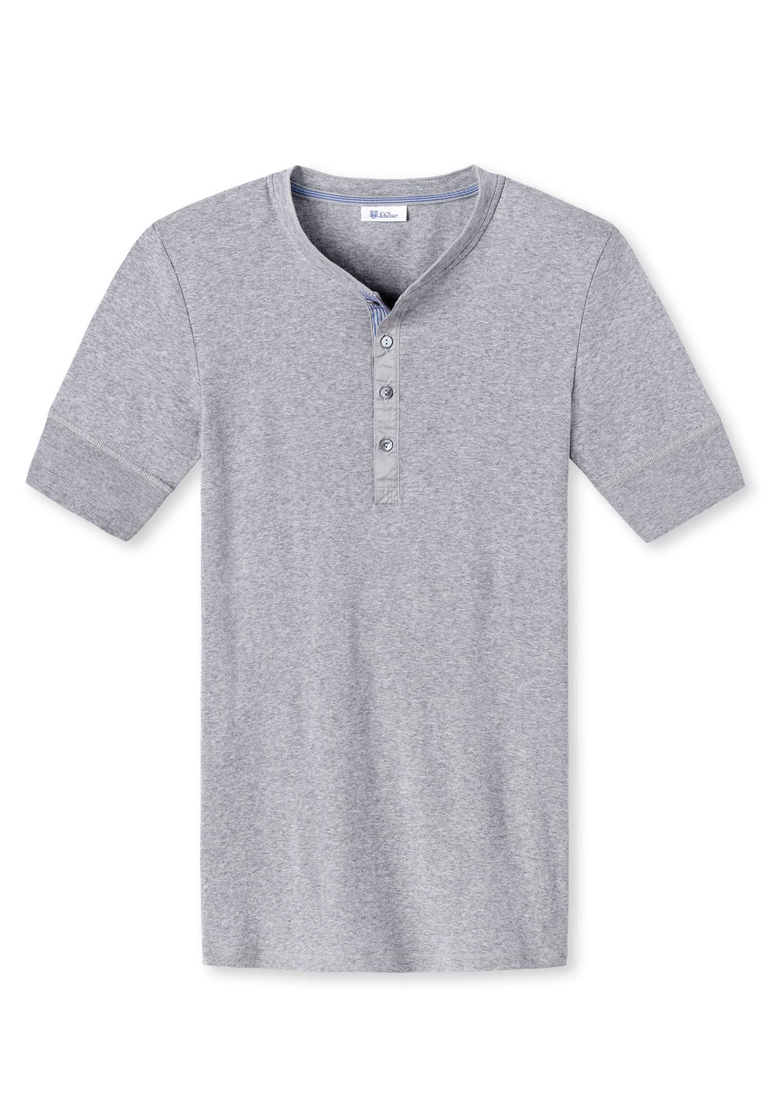 Schiesser Revival Mens Basic Karl-Heinz Henry Short Sleeve Grey-Melange