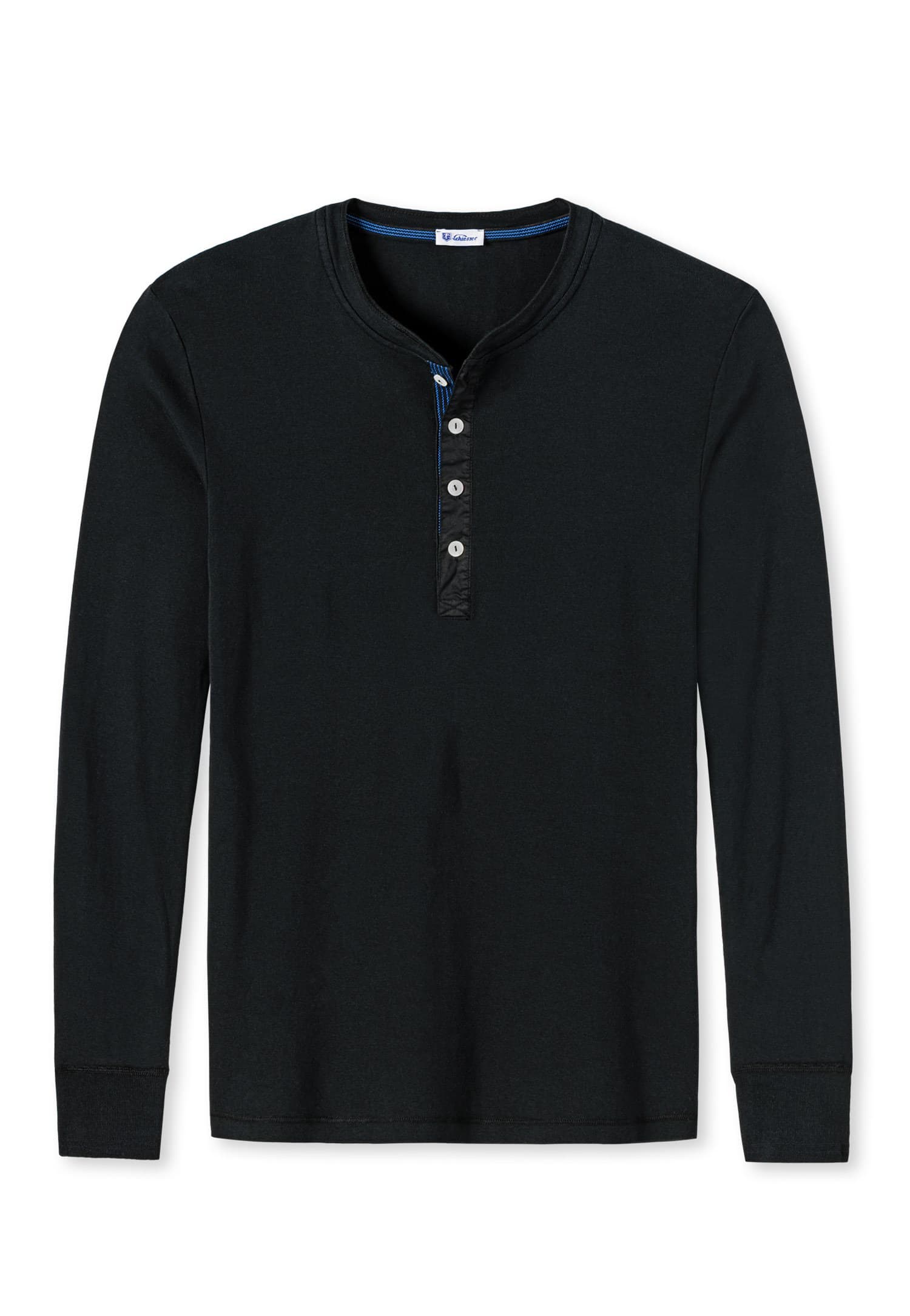 Schiesser Revival Mens Basic Karl-Heinz Henry Long Sleeve Black